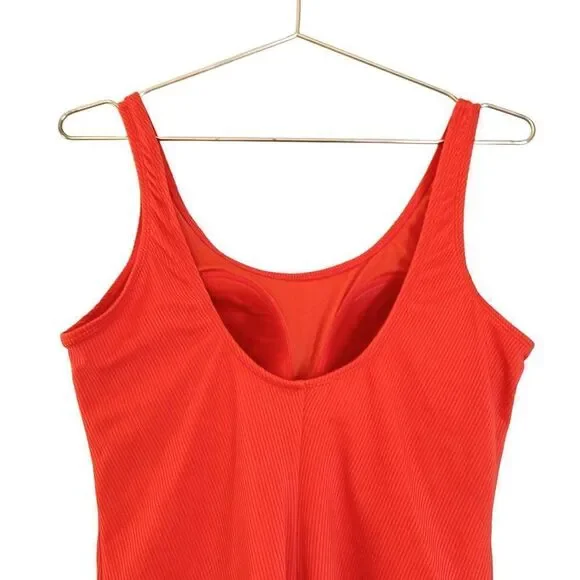 Catalina Swimwear Orange Ribbed Padded Scoop Full Coverage One Piece Swimsuit - Picture 6 of 7